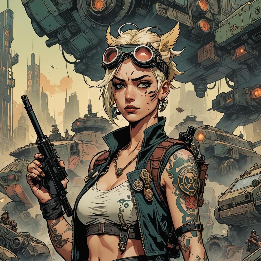 Dramatic Cyberpunk 2049 Illustration in Bushido Art Style