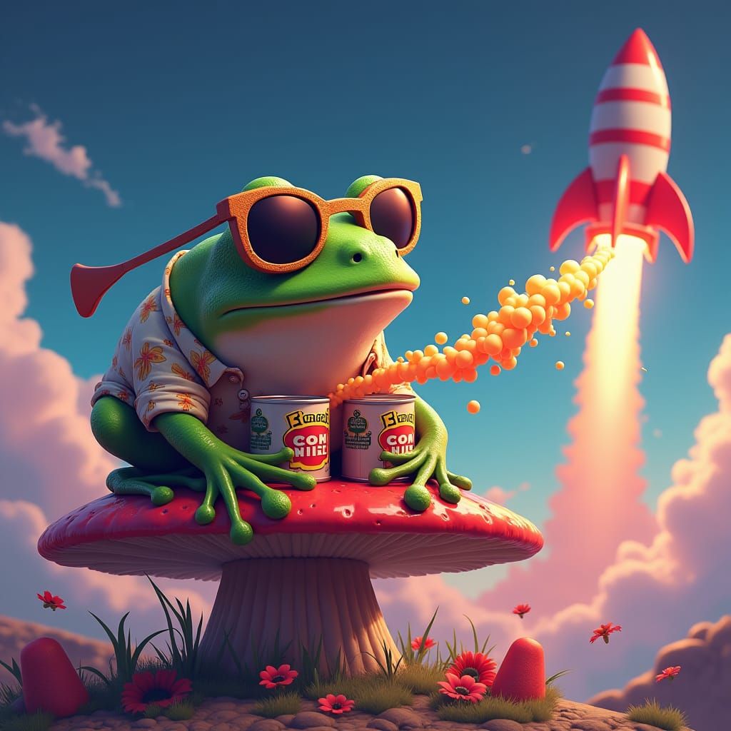 Frog's Bean-Fueled Rocket to the Moon