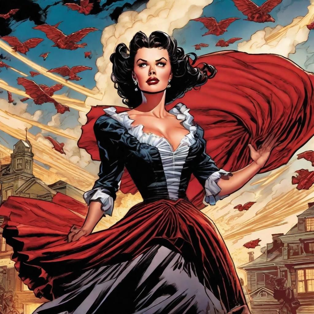 Scarlett O'Hara Whirlwind in Comic Book Style