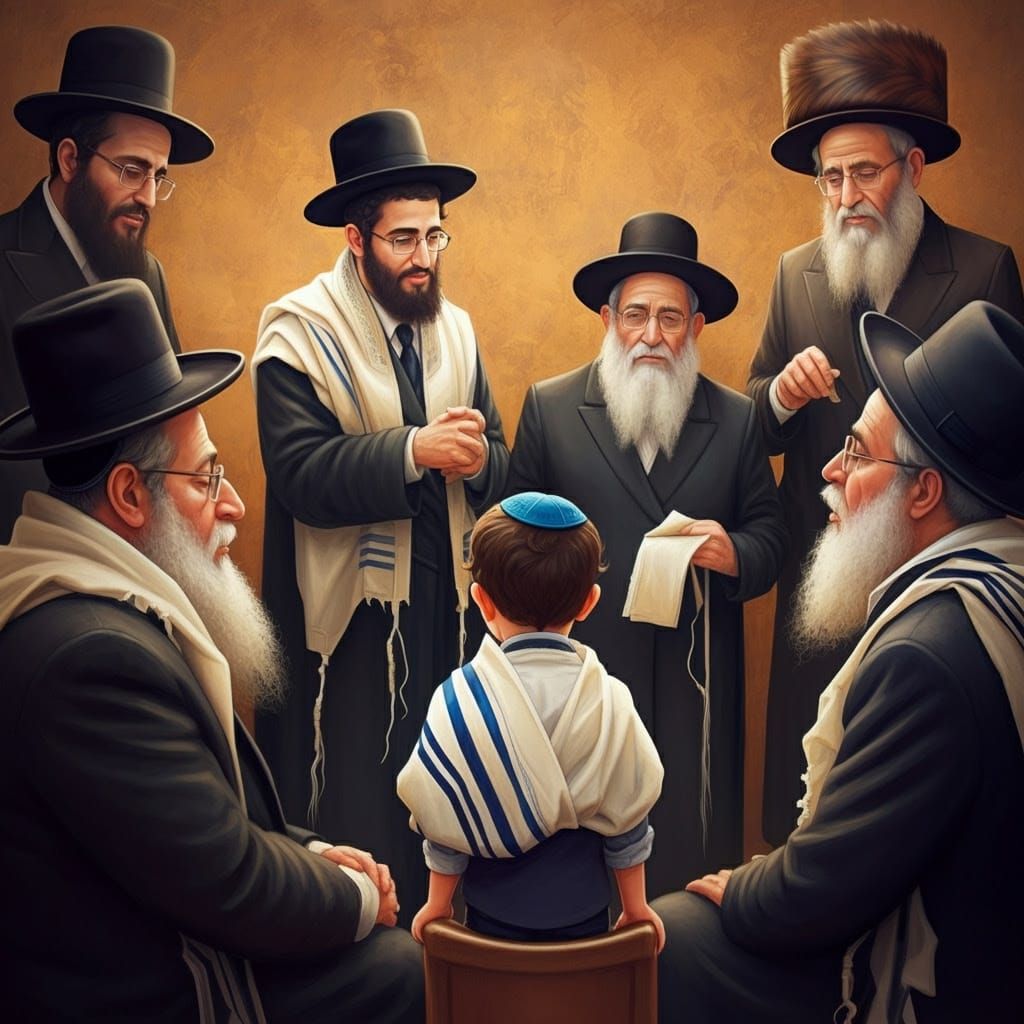 Traditional Jewish Boy in Vibrant Halaka Ceremony - Digital ...