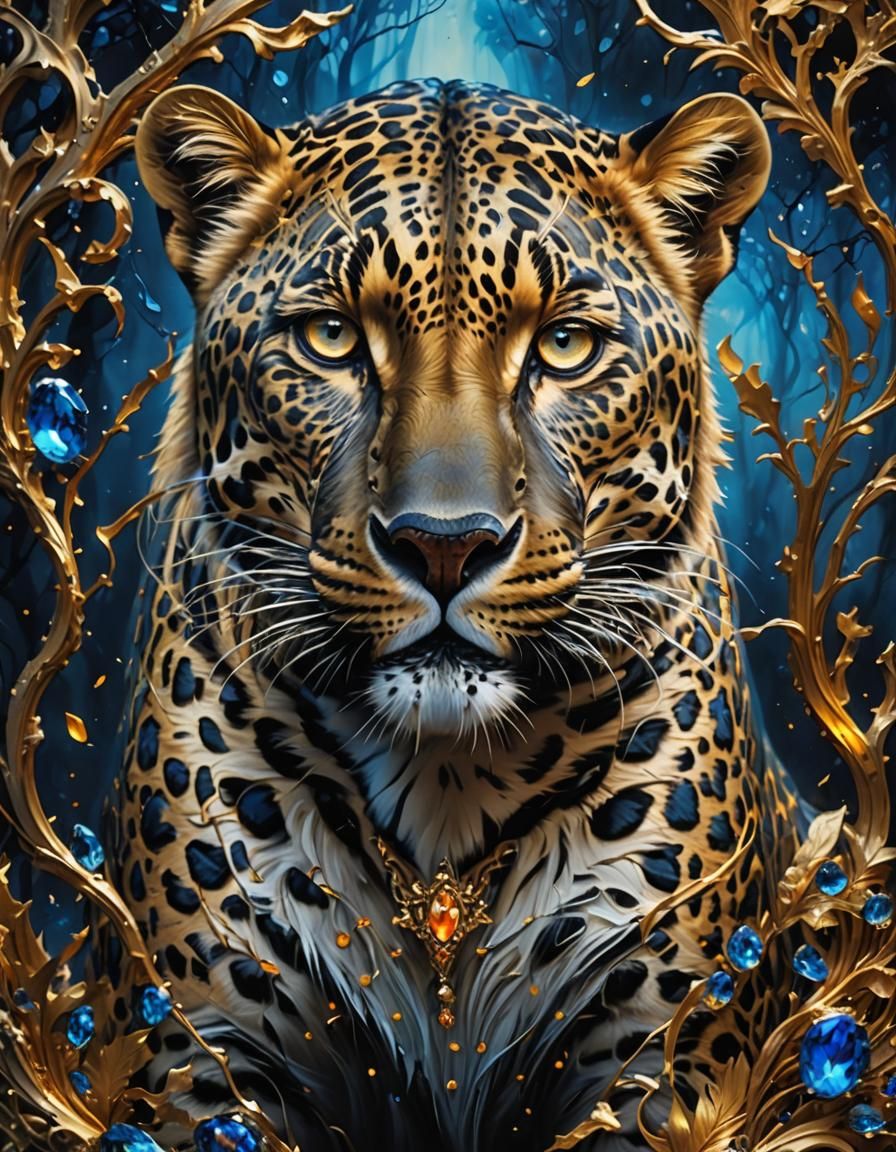 Mystic Leopard in Detailed Matte Painting Style