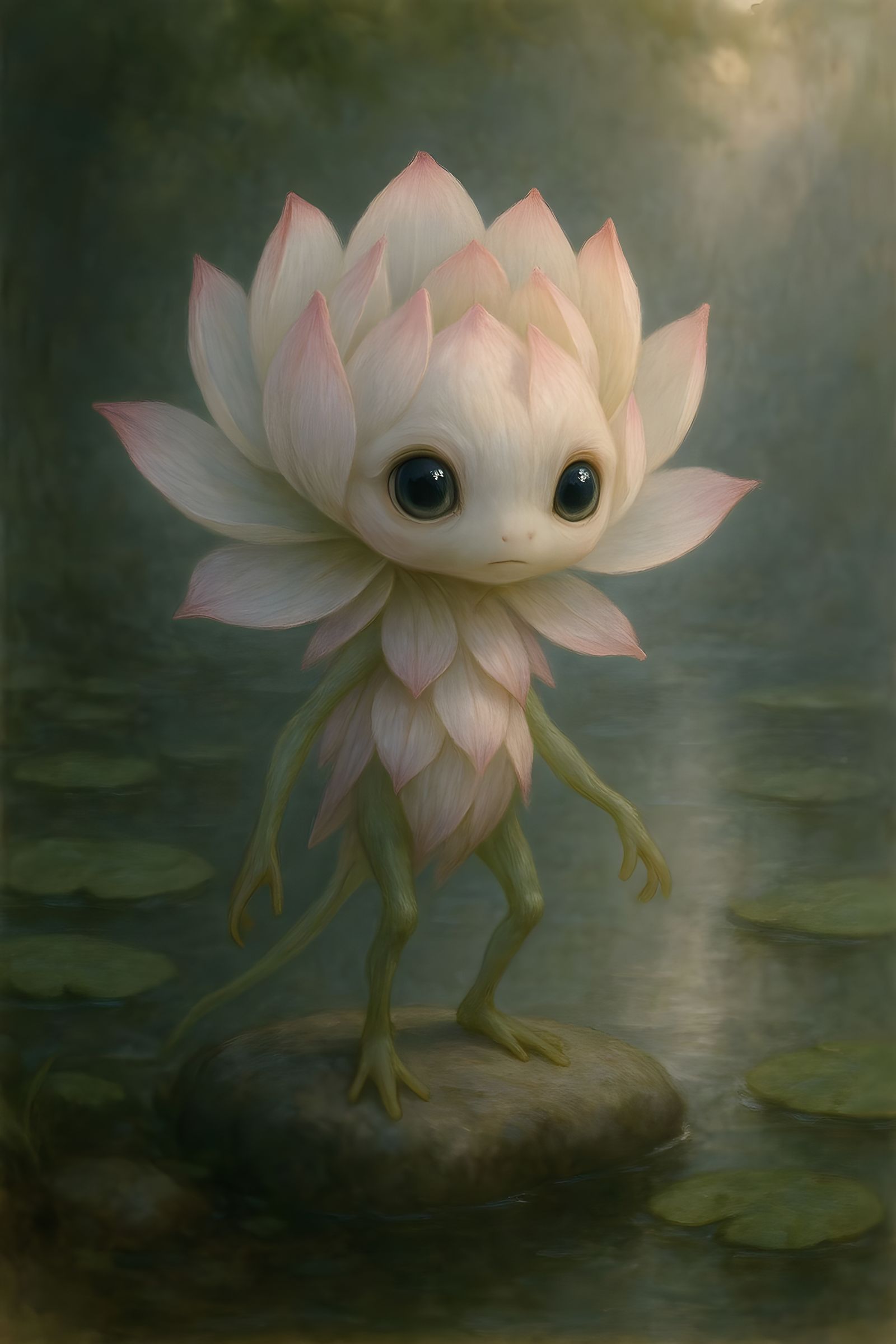 Mystical Lotus Bloomling in Fantasy Oil Painting