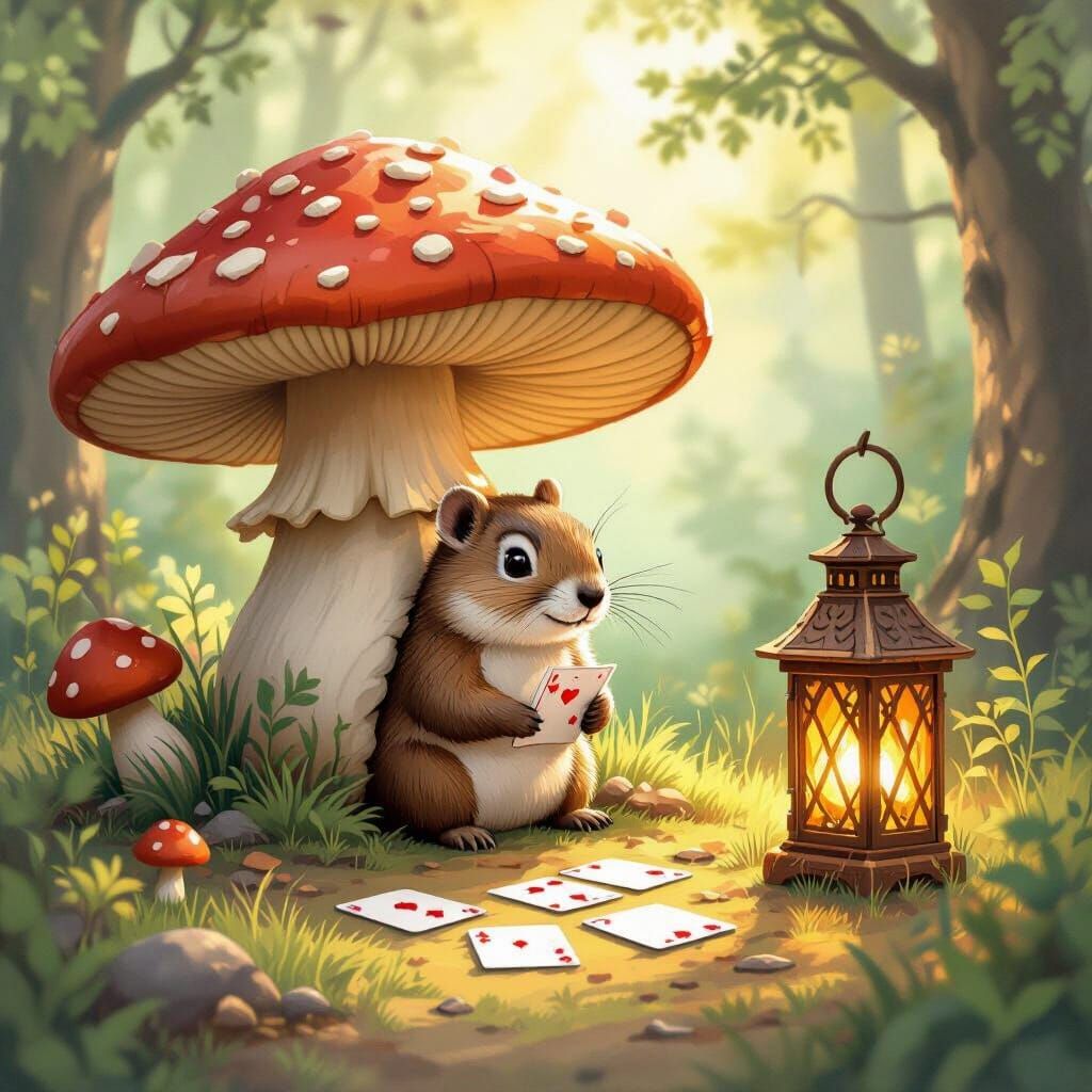 Marmot in Enchanted Forest: Beatrix Potter Style