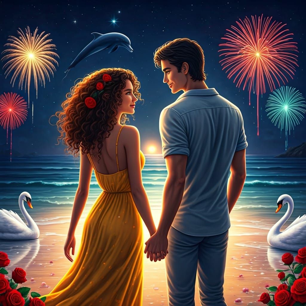 Romantic Couple on a Sri Lankan Beach