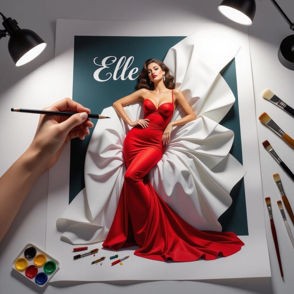 Bioluminescent Woman Relief Created by Master Artist's Hand