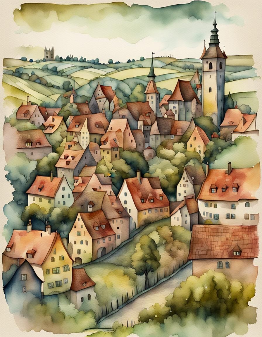 Rothenburg ob der Tauber in Pop Surrealism Style