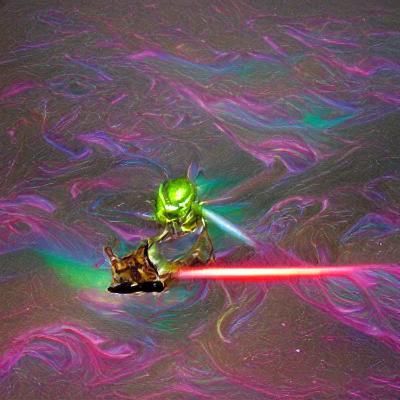 Cyberpunk Interstellar Goblin with Laser Weapon