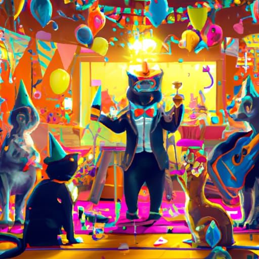 Epic Fancy Cat Party: Digital Matte Painting