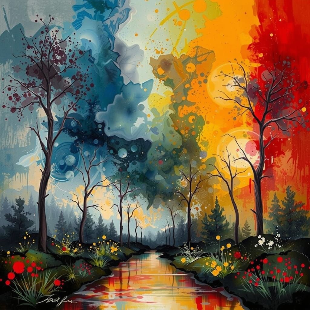 Fluid Ink and Oil Illustration in Hyperrealistic Style