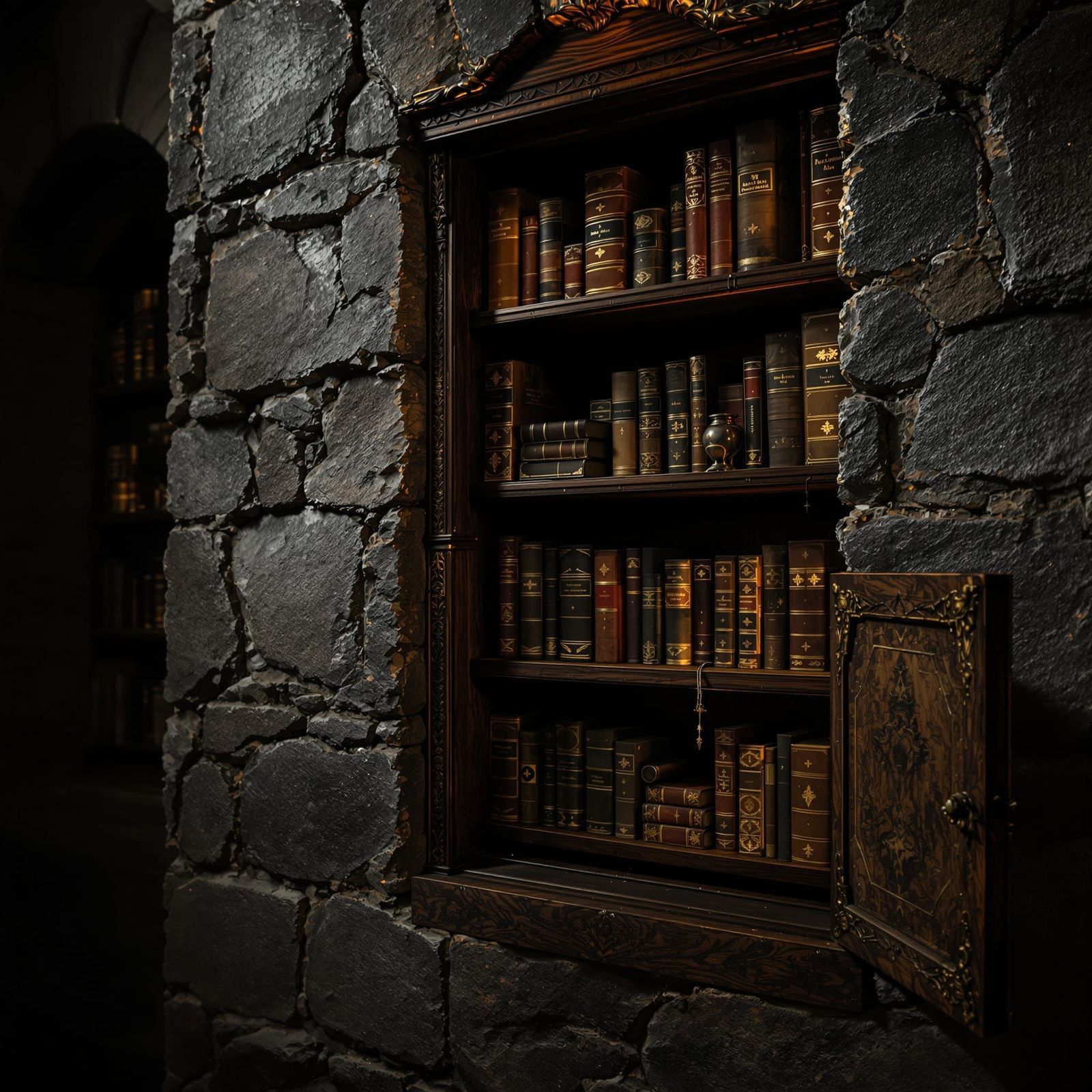 Secret Doorway Hidden in Ancient Bookshelf