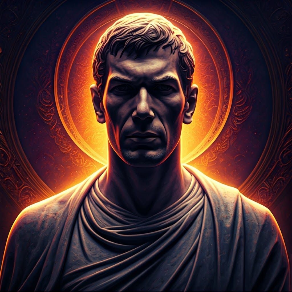 Statue with Intricate Details in a Surreal Setting