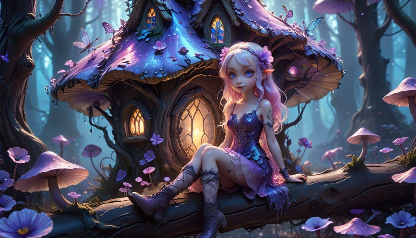 Whimsical Chibi Pixie in Enchanted Forest