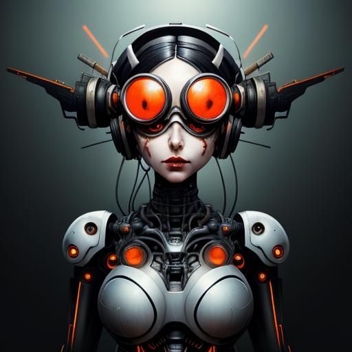 Anime Woman with Goggles in Shock Art Style