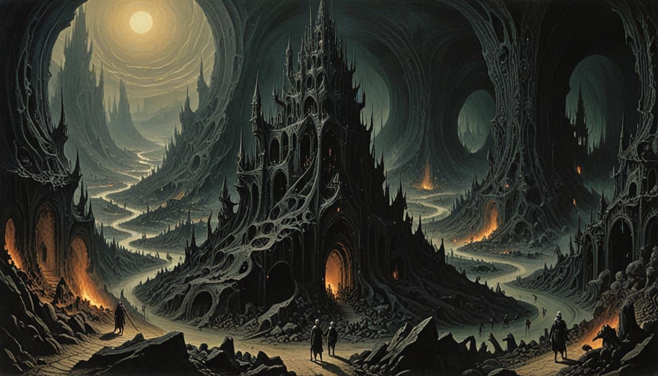 Hellish Realms of Suffering in Twisted Rock Formations