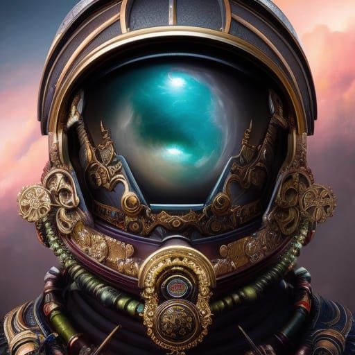 Detailed Floating Orb: Maximalist Digital Art