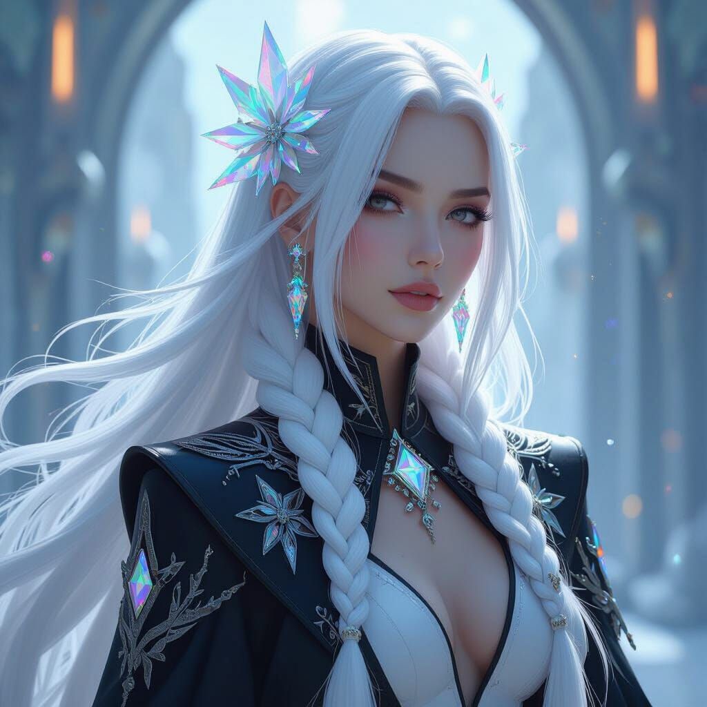 Futuristic Ice Queen in 3D Anime Art Style