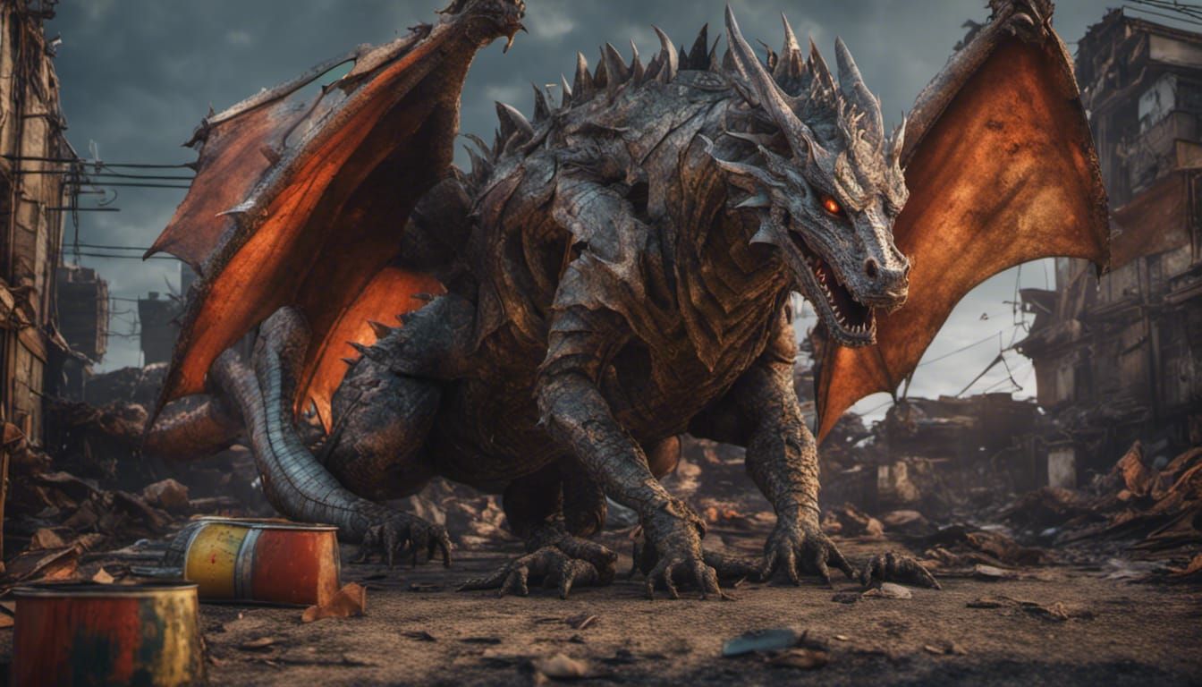Photorealistic Dragon Made of Garbage in Unreal Engine