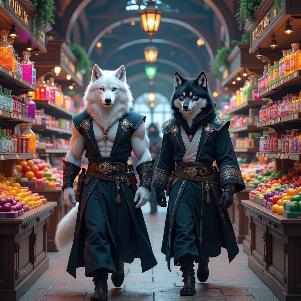 Magical Grocery Store with Warlock Wolves