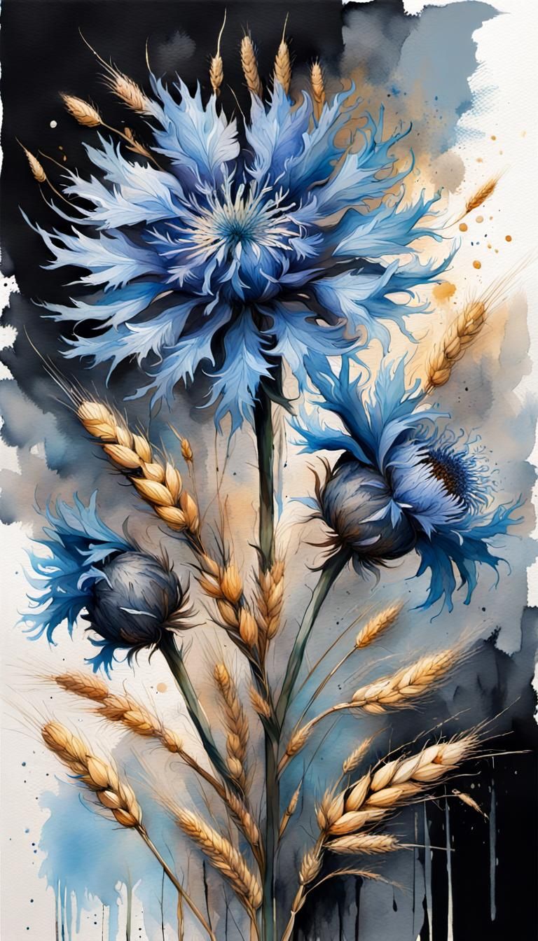 Cornflower and wheat