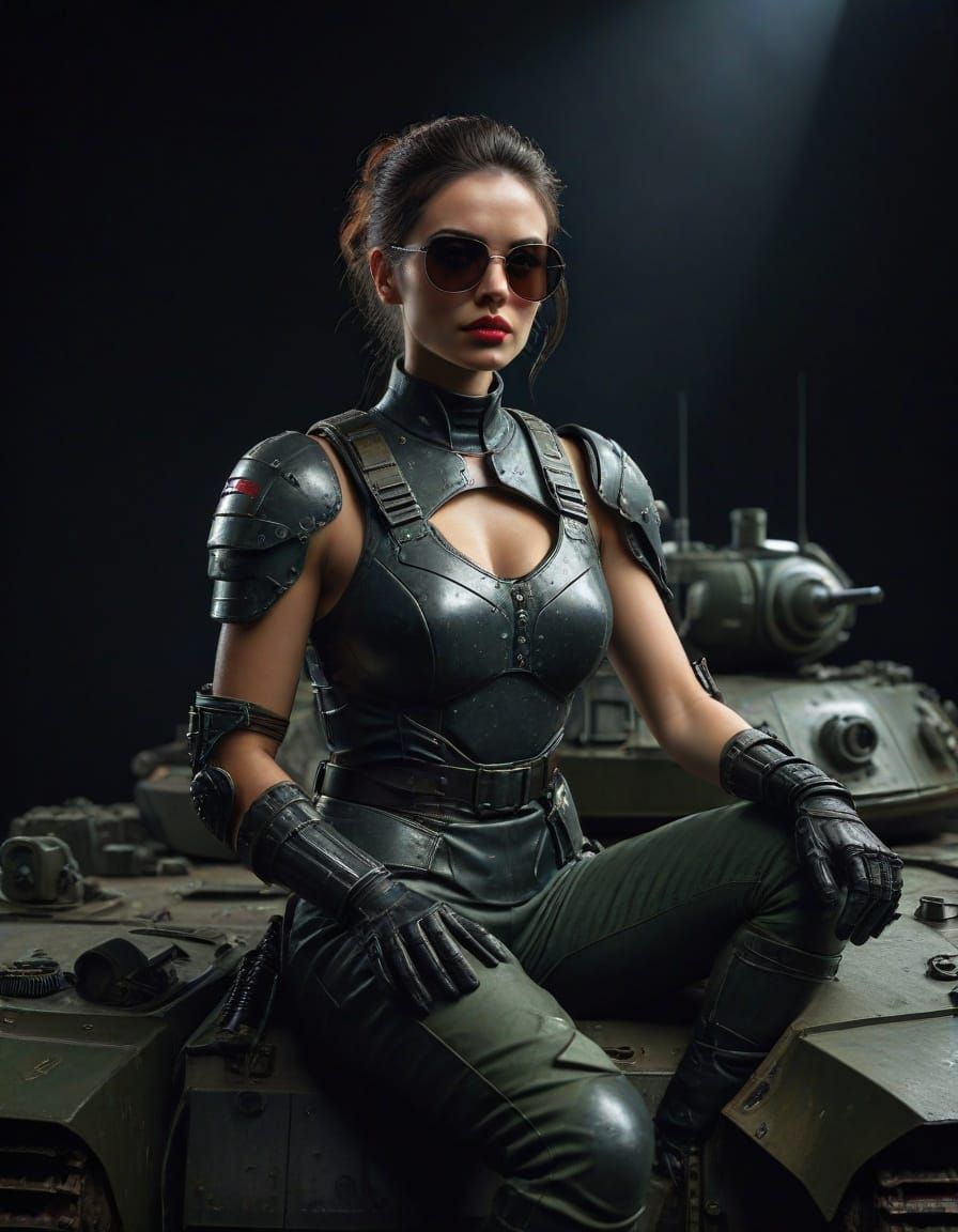 Glamorous Tank Commander in Hyperrealistic Detail