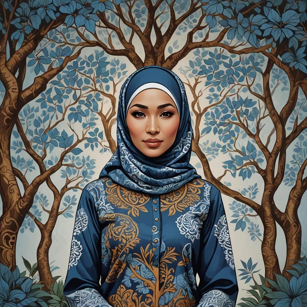 Woman in Korpri Shirt with Batik Motif