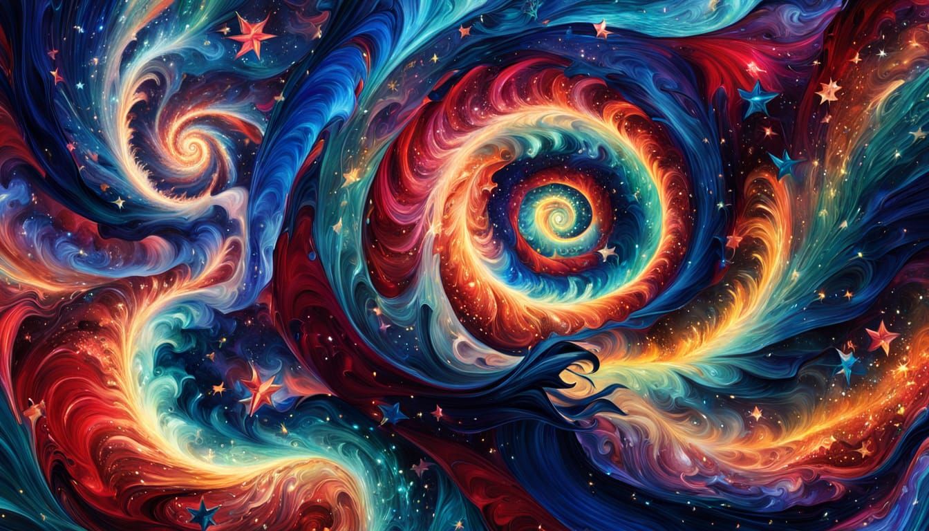 Celestial Swirls of Vibrant Stars
