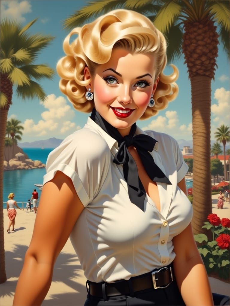 Retro Beauty in Impressionist Oil Painting