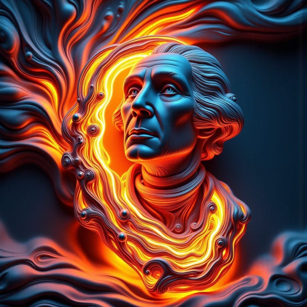 Molten George Washington Sculpture in Surrealist Style