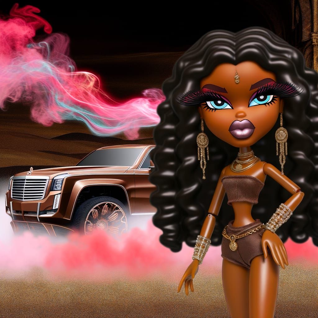 Confident African American Bratz Doll with Curves and Luxuri...