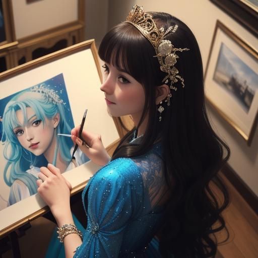 Gorgeous Anime Princess in Glassy Reflections