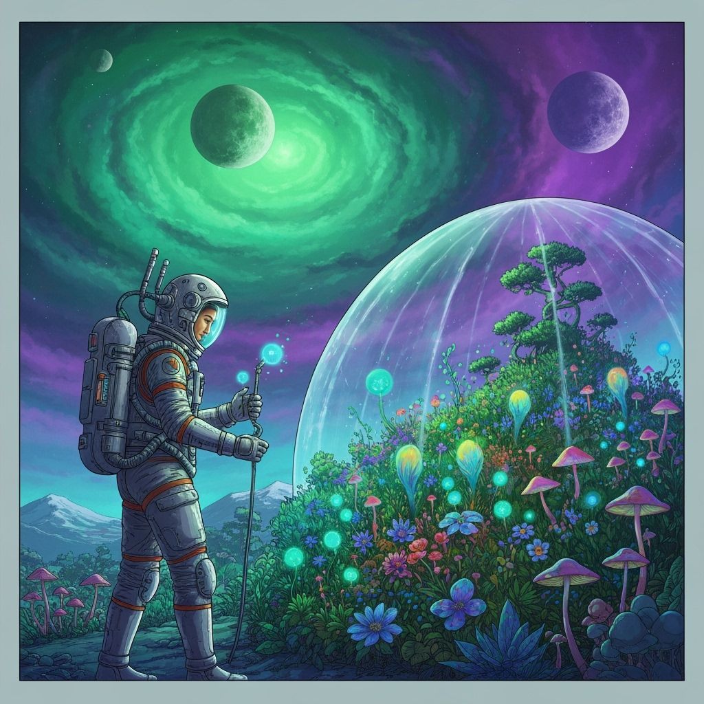 Bioluminescent Garden on Distant Exoplanet