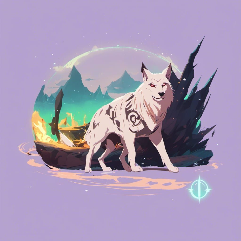 Luminescent Hellhound Vector Art with Norse Runes