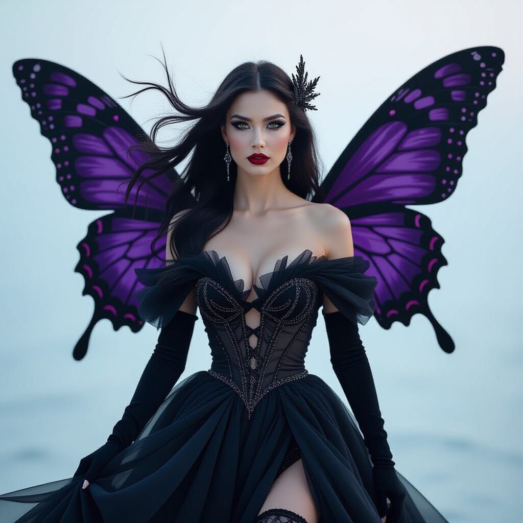 Fairy Goddess with Butterfly Wings in Cinematic Style