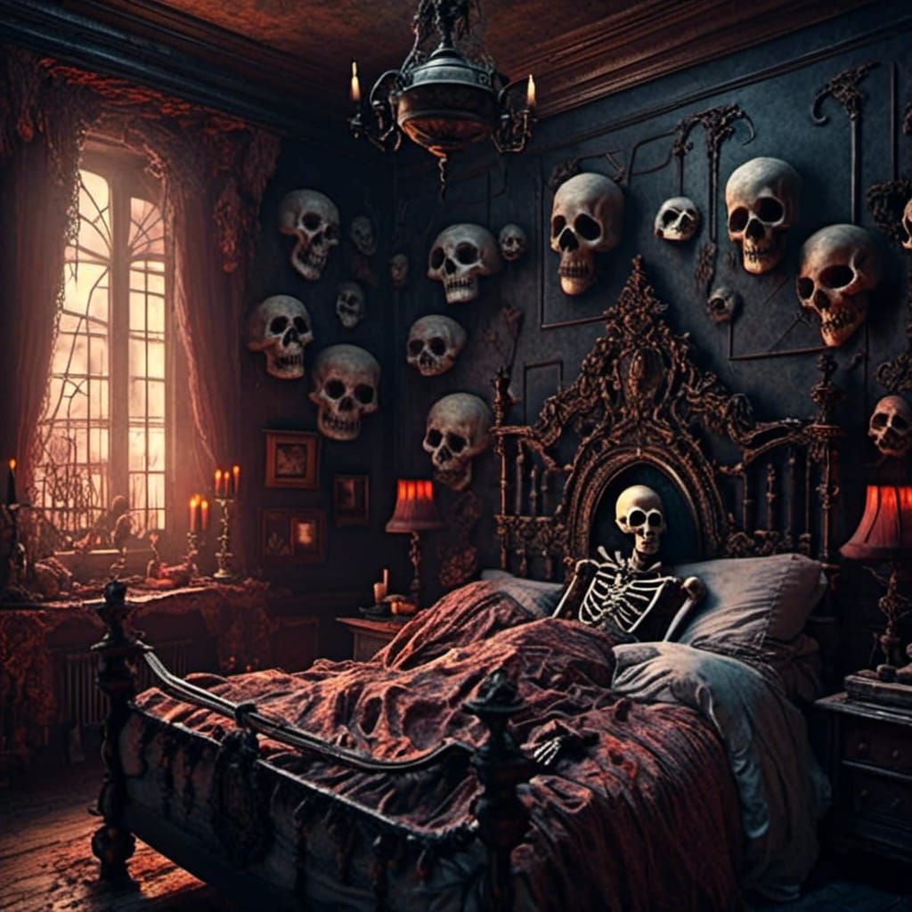 Spooky Bed in Atmospheric Digital Painting