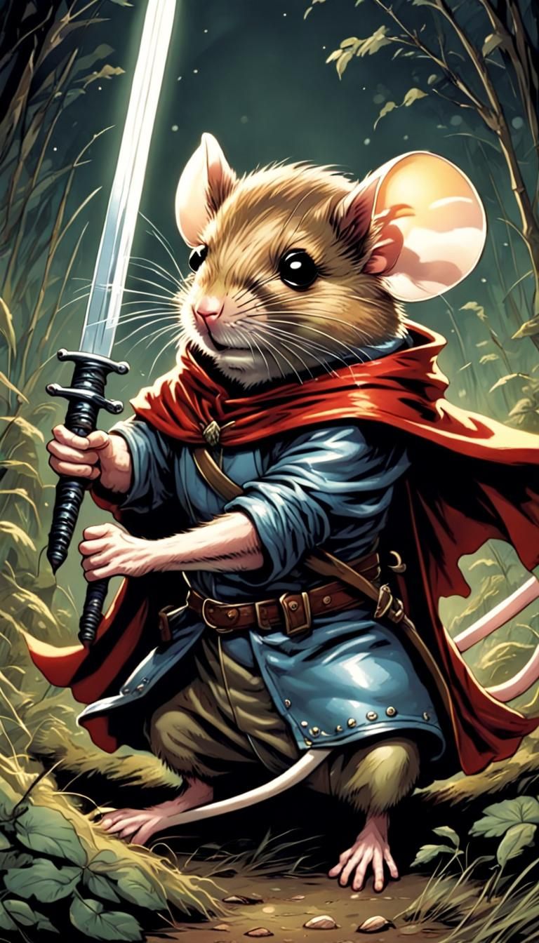 Warrior Field Mouse in Comic Book Style