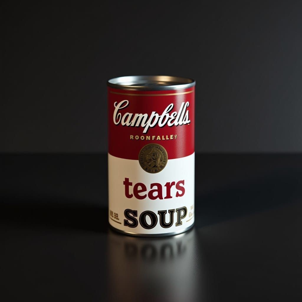 Campbell's Soup Can Labeled Tears in Photorealistic Style