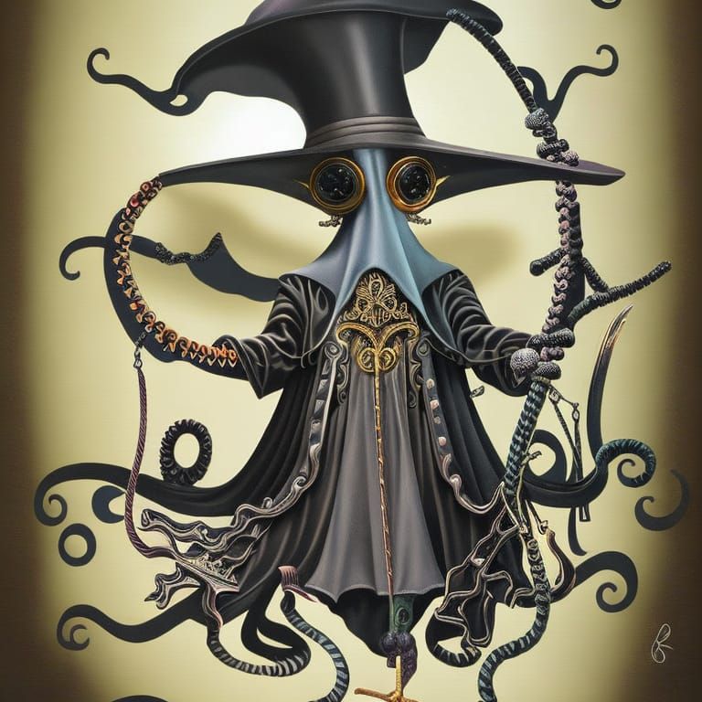 Elegant Octopus Priestess in Dark Fantasy Regalia