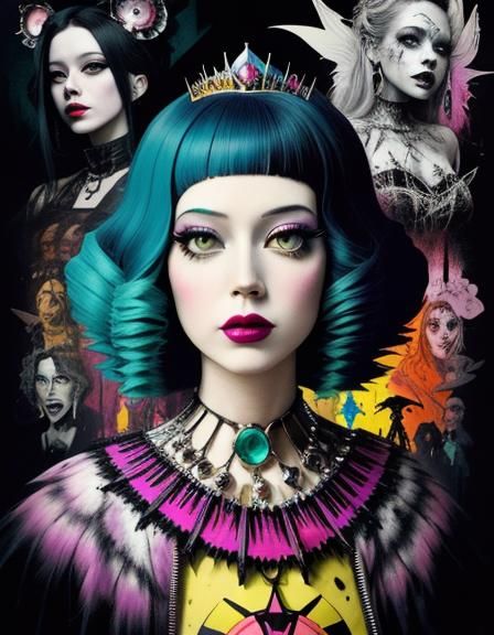 Decaying Disney Princess in Surreal Horror Collage