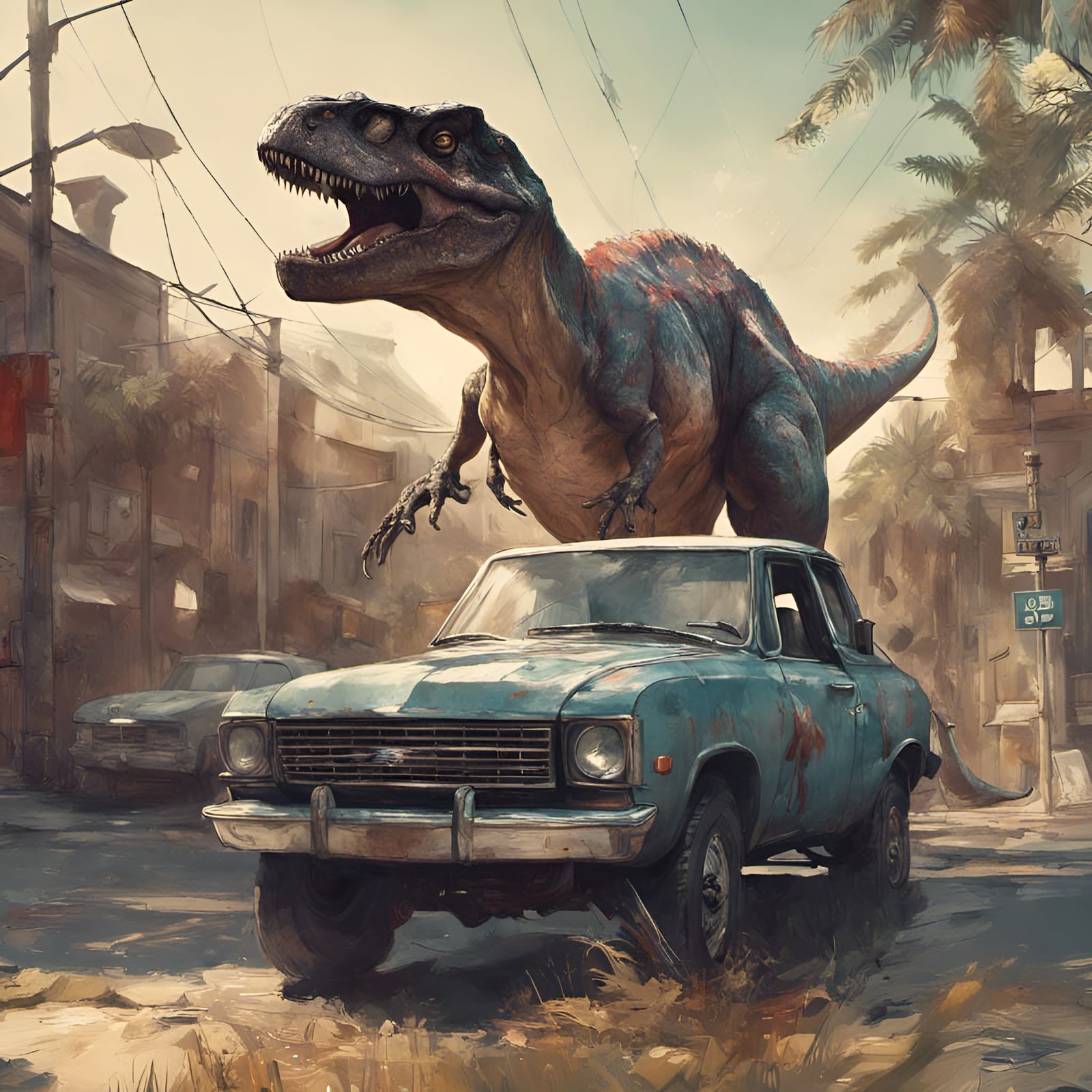 T-Rex Portrait in Detailed Digital Illustration