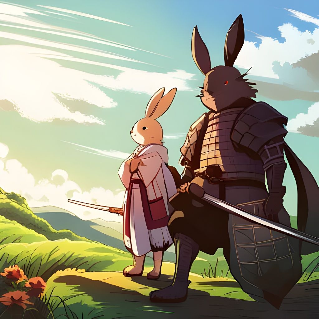 Samurai Rabbits in Anime Style, Studio Ghibli Visual