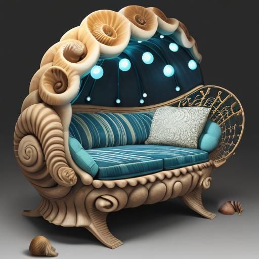 Nautilus Couch Crafted from Seashells
