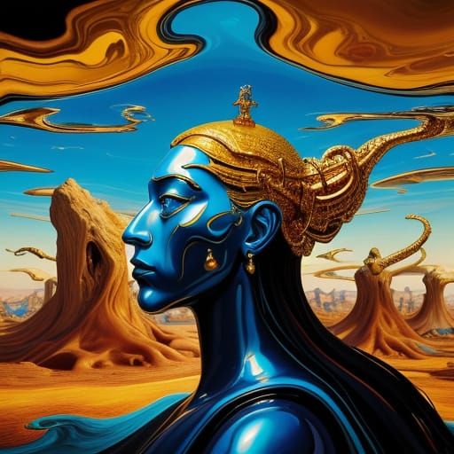 Surreal Figures in Dreamlike Landscape, Dali Inspired