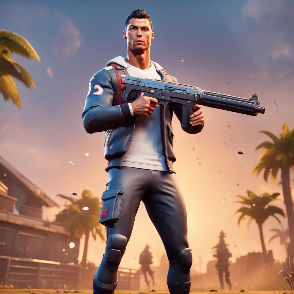 Ronaldo as Fortnite Skin in 3D Game Art