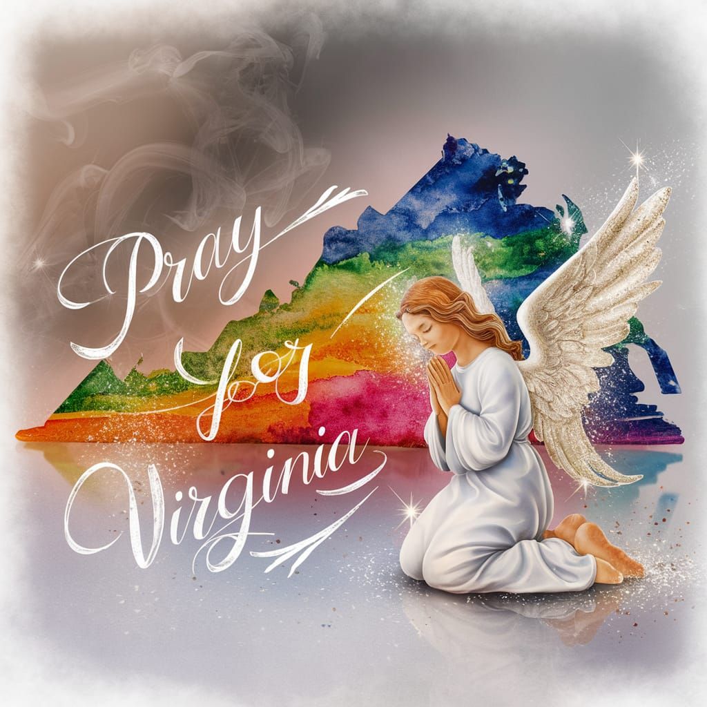 Virginia Angel Prayer: 3D Watercolor Painting