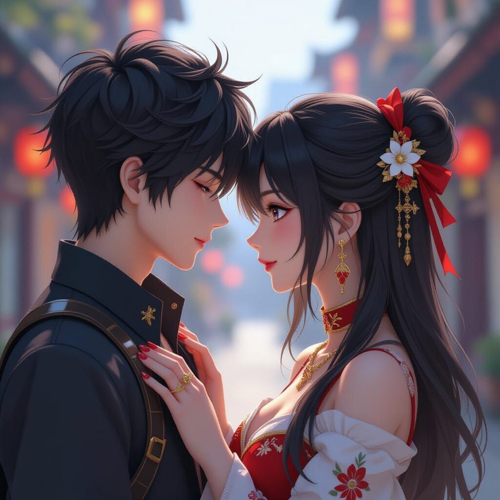 3D Anime Art: The Almost Kiss