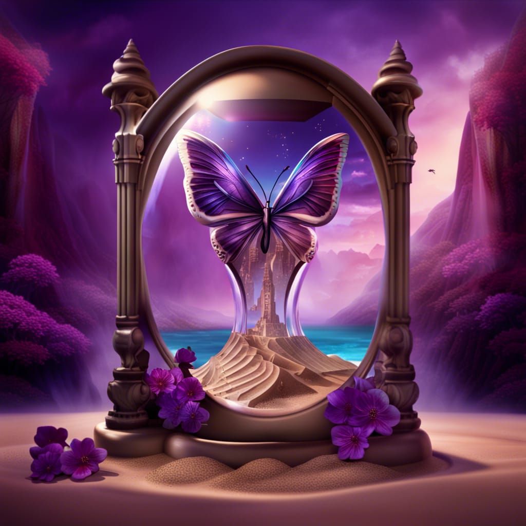 Magical Landscape Inside Hourglass: Detailed Matte Painting