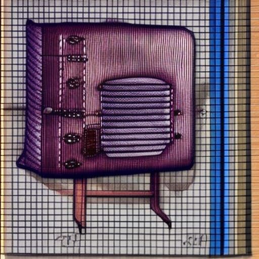 Accordion Schematic in Colored Pencil on White
