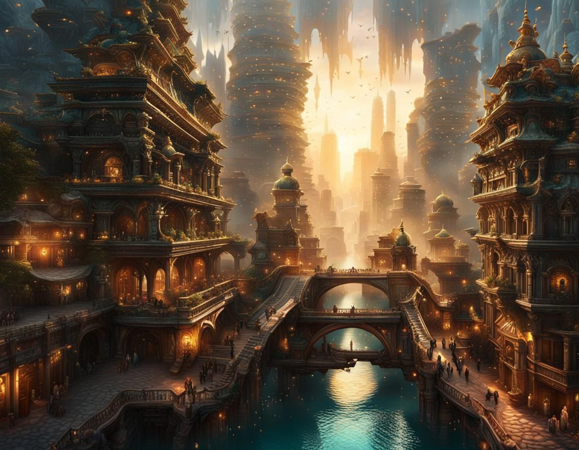 Futuristic Cityscape with Bizarre Creatures in 8K