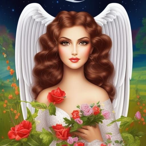 Angelic Woman in Storybook Illustration
