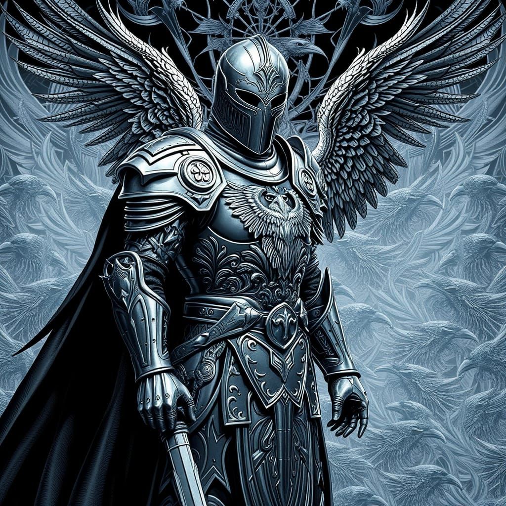 Silver Paladin Among Interlocking Ravens in Escher-Inspired ...